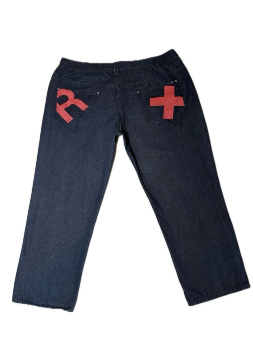 ROCAWEAR Y2K Baggy Streetwear Jeans Black Red | Sz 48